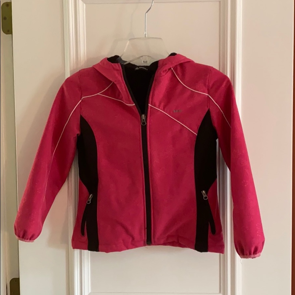 Girls pink with black accent jacket.